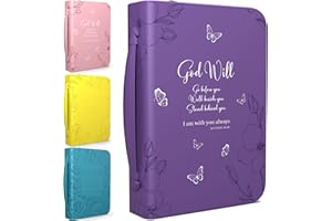 DEHITE Bible Cover Case for Women – Leather Carrying Bag – Pen Slots – Zippered Pocket – Premium Faux Leather