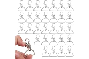 Metal Swivel Clasps, 30 Pcs Lanyard Swivel Snap Hooks Clips and D Rings, Key Chain Hooks Clips Metal Lobster Claw Clasp (1.54