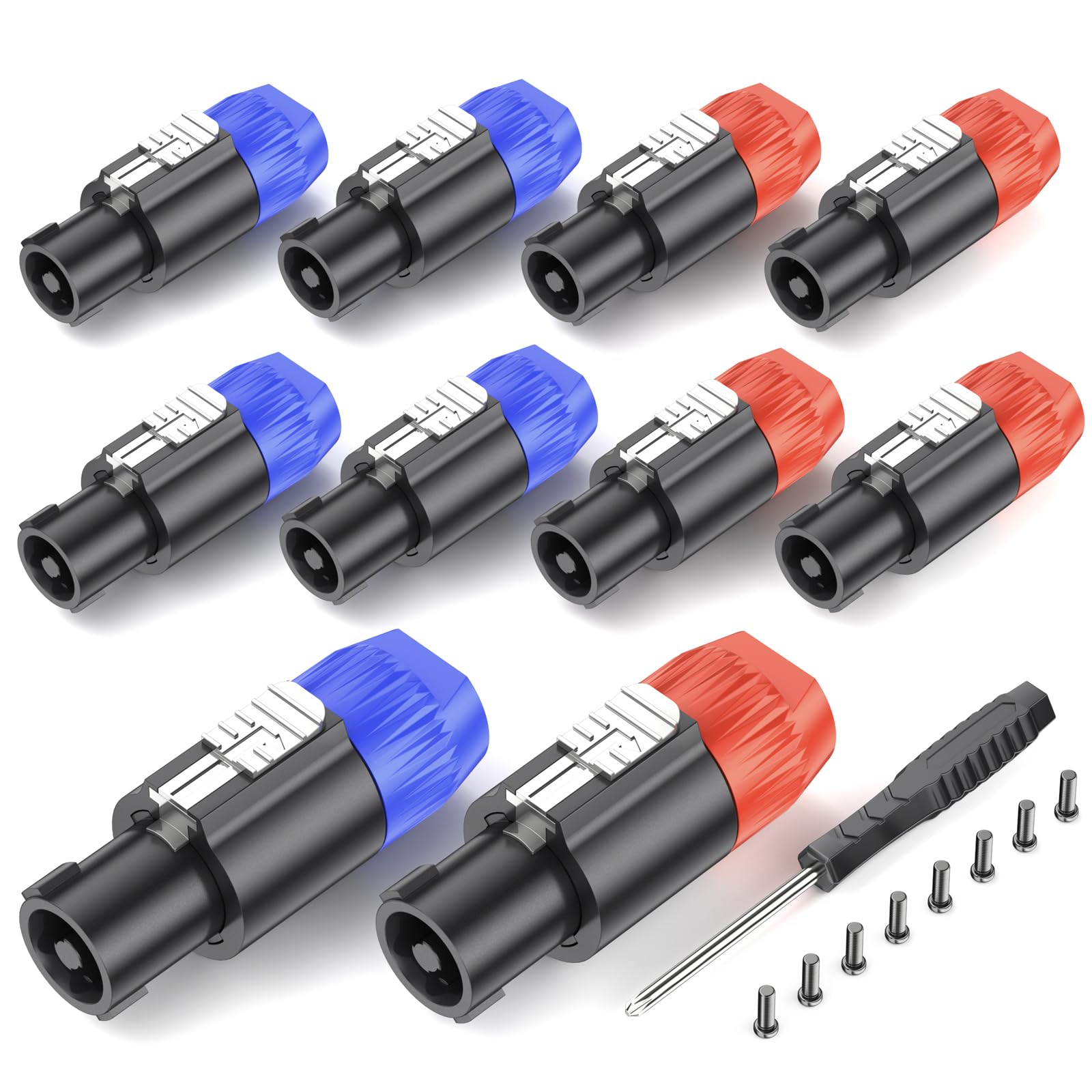 GCTBL 10Pack 4 Pole Speakon Cable Adapter Connector Twist Lock Speaker Plug Compatible With NL4FC, NL4FX, NL2FX