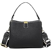 imeetu Crossbody Bags for Women, Genuine Leather Shoulder Bag, Womens Purses with Zipper & 3 Styles Straps