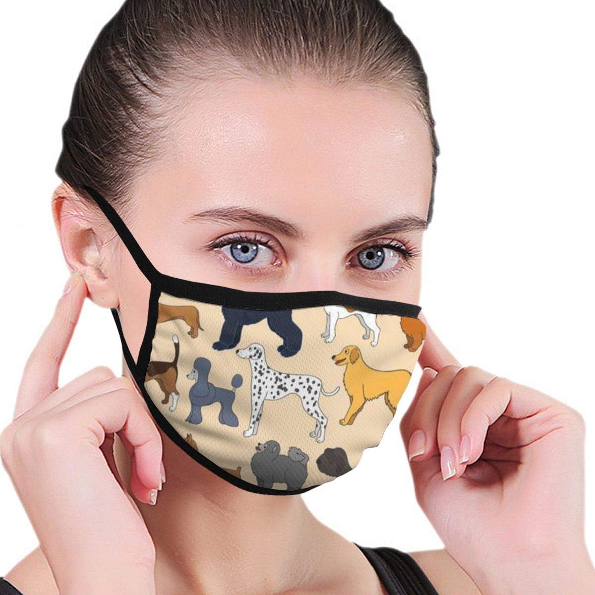 Outdoor Mouth Face Mask Cute Cartoon Dogs Anti Dust Half Face for Kids Teens Men Women Lovers Dustproof Adjustable Ear Loops