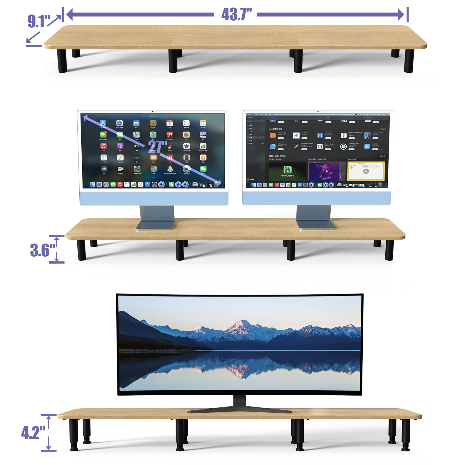 Mua Large Extra Long Monitor Stand Riser 43.7in,Dual Monitor Riser ...