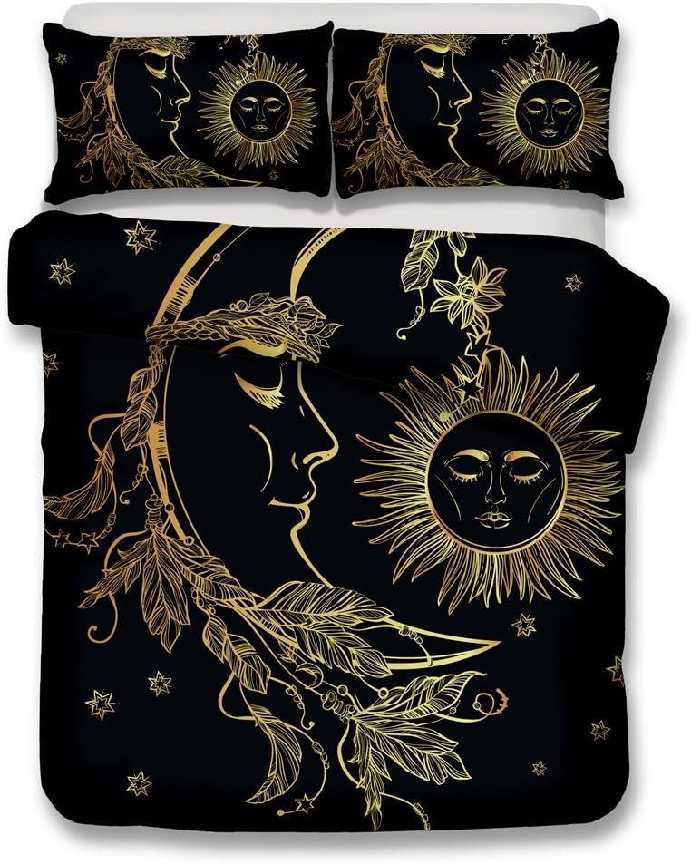 3D Bedding Set Sun and Moon Bedding Print Twin Full Queen King Bedclothes Duvet Cover Set bedlinen (Full, Sun)