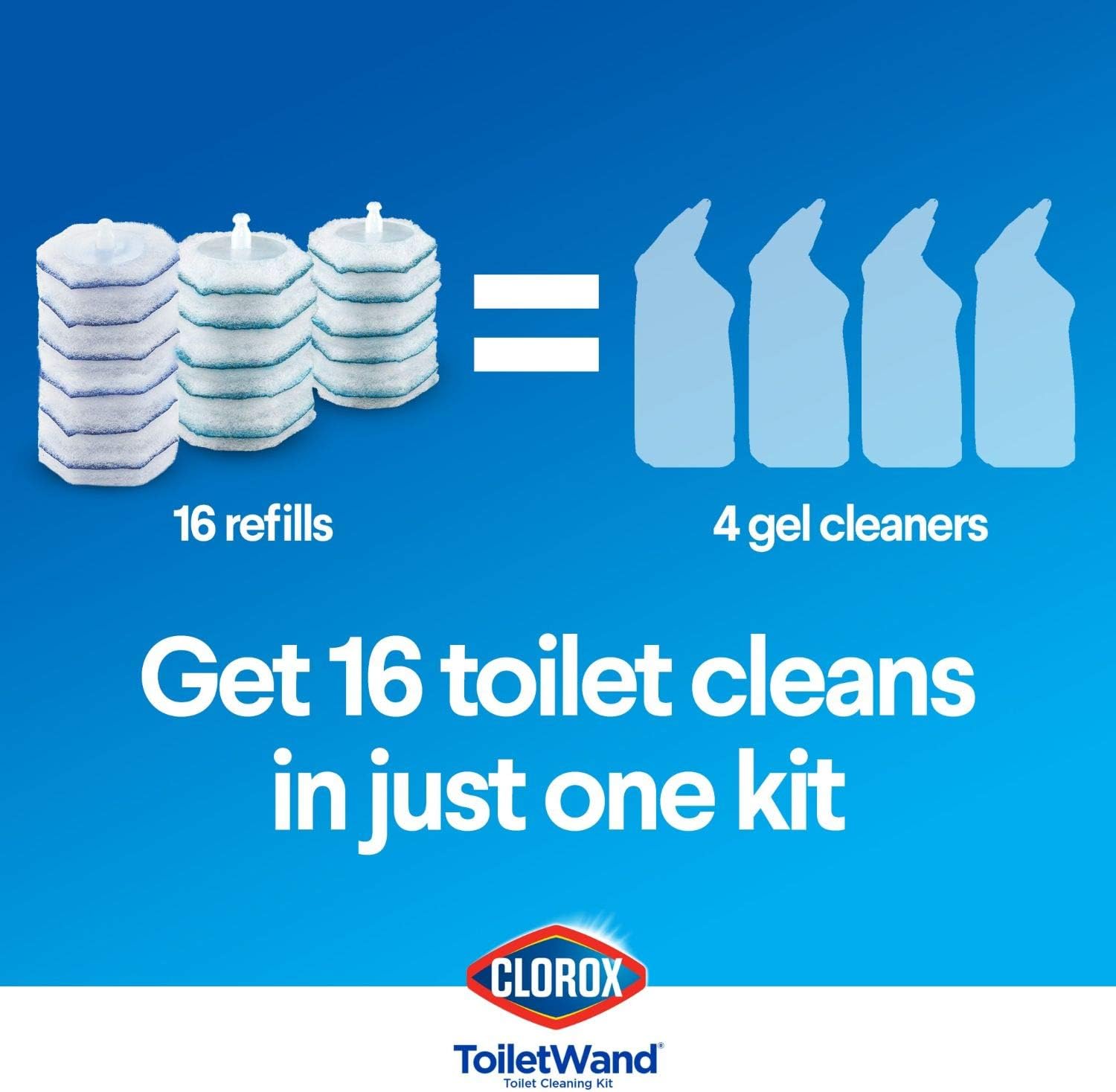 Clorox ToiletWand Disposable Toilet Cleaning System - ToiletWand, Storage Caddy and 16 Disinfecting ToiletWand Refill Heads (Package May Vary): Health & Personal Care