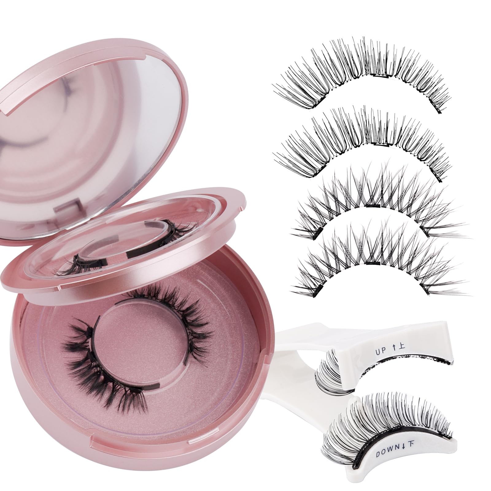 Photo 1 of 2-Pairs Magnetic Eyelashes Kit with Applicator: Wendy Natural Reusable False Lash Soft Waterproof False Lash No Glue Needed, K8-604-X1