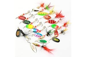 SANWEAL Deadly Rooster Tail Fishing Lures - High-Efficiency Trout Lures with Brass Spinner, Includes 10 Panther Martin Trout Lures in Multiple Colors and Sizes