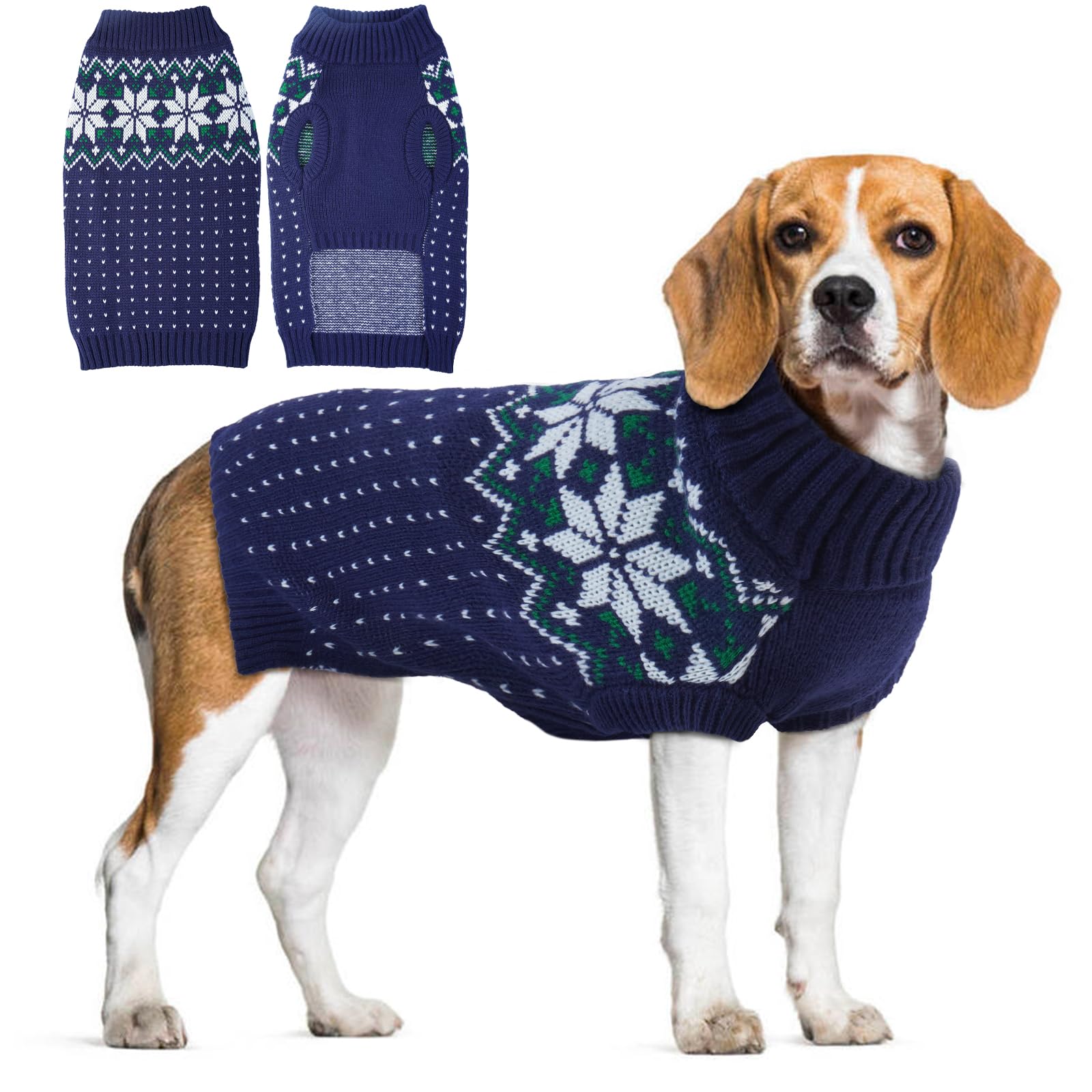 Little Friends Blue L Winter Warm Dog Jumper & Sweater Costume Outfit - Soft Dog Coats for Little Dogs & Cats