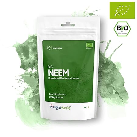 Bio Neem Pulver | 200g Pulver für Herz & Immunsystem | Zur Unterstützung der Abwehrkräfte | Aus 100% Neemblatt Extrakt | Gesu