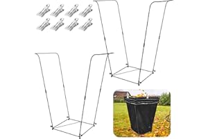 LFUTARI Metal Trash Bag Holder - Garbage Bag Holder Frame Holds 30-45 Gallon Plastic Bags-Multi-Use Outdoor Leaf Bag Stand for Yard Camping Garden Lawn Party Supplies (2pcs)
