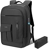 Backpack for Men Business Travel Laptop Backpack with USB Charger Lightweight Anti-Theft Water-Resistant Fits 15.6 Inch Laptop for Commute Travel Daily Work College with Small Bag (Black, 15.6MAX")