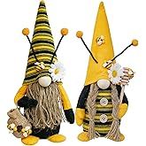 KnomeKo Bumble Bee Gnome Plush, Spring Honeybee Decor, Mr and Mrs Gnomes Plush Tomte Elf World Bee Day Figurine for Rustic Farmhouse Tiered Tray