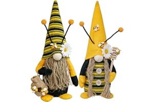 KNOMEKO Bumble Bee Gnome Plush,Spring bee Decor, Mr and Mrs Honeybee Gnomes Plush Tomte Elf World Bee Day Decor, Bee gnome Figurine for Rustic Farmhouse Tiered Tray Decor