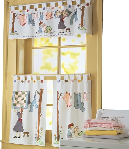 Amazon Com Nostalgic Laundry Room Cafe Curtain Set Machine