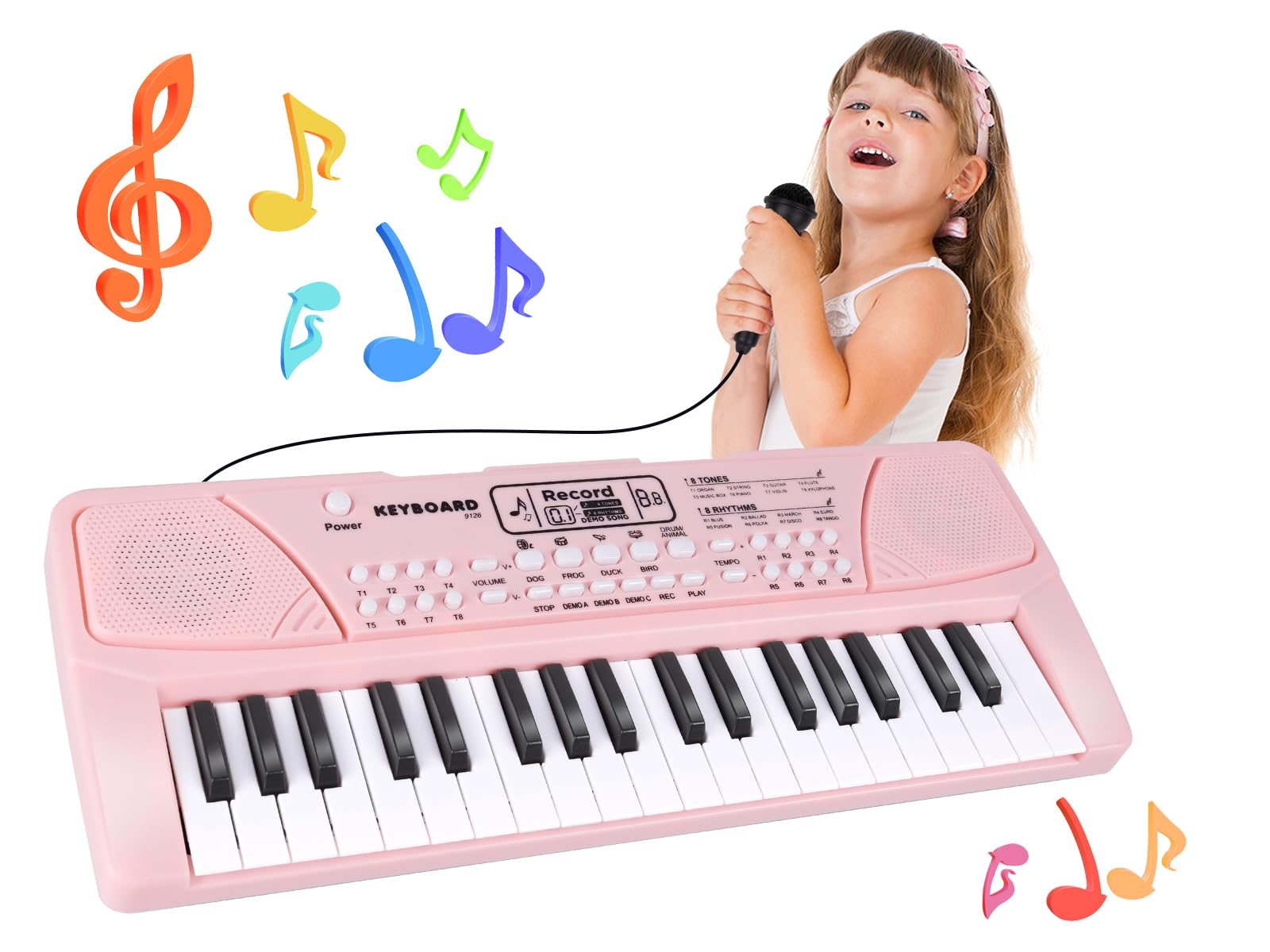 Photo 1 of M SANMERSEN Upgraded 37 Key Kids Piano Keyboard with Microphone Music Toys for 3 4 5 6 Year Old Girls Gifts, Pink