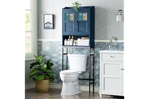 MXARLTR Over The Toilet Storage, Bathroom Storage Cabinet Over Toilet, Above Toilet Storage with Double Doors and Soft Hinges Over Toilet Storage Shelf Over The Toilet Storage Cabinet (Ultramarine)
