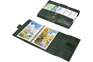 Lightwish Watercolor Sketchbook, 100% Cotton 300gsm Acid Free Hot Press, 6.69" x 3.94", 20 Sheets, Binder Bound & Refillable 