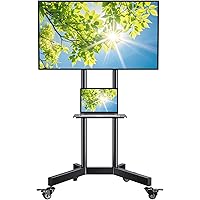 Mobile TV Cart with Wheels for 32-85 Inch LCD LED Plasma Flat Screen TVs- Height Adjustable Rolling TV Stand Hold up to 132 l