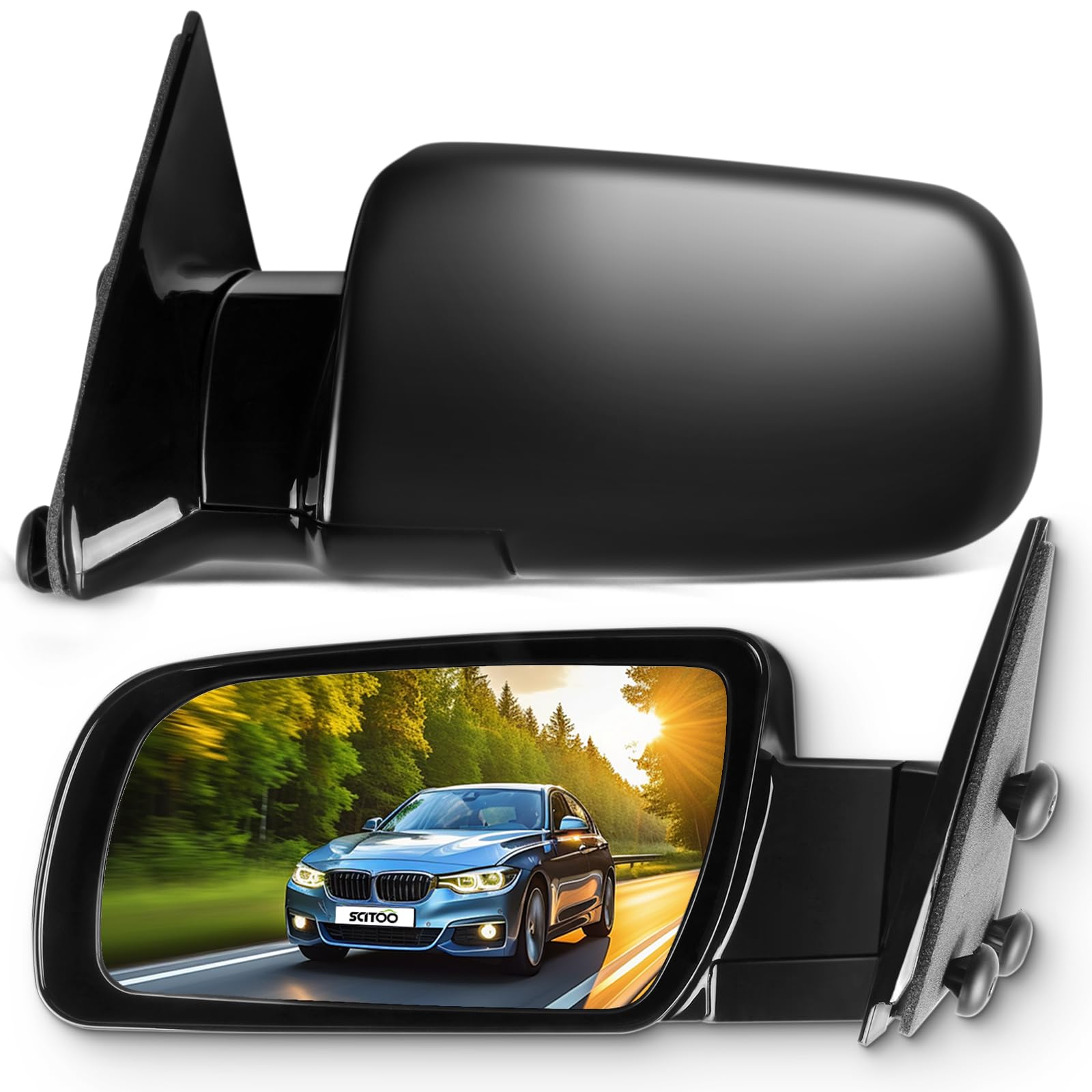 Photo 1 of SCITOO Side View Mirrors Fit for 1988-1999 For Chevy C1500 C2500 C3500 For Chevy K1500 K2500 K3500 1995-2000 For Chevy Tahoe Manual Folding adjustment 15036360 GM1321122, GM1320122