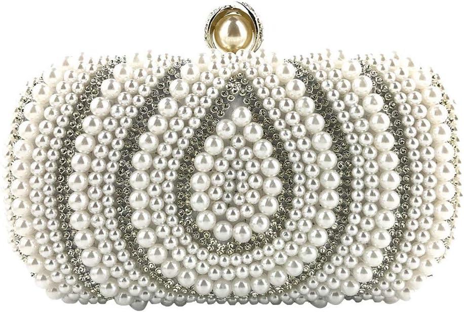 Gogoodgo Womens Clutch Luxury Evening Bags Full Beaded Artificial Pearls Handbag for Wedding Parites Prom