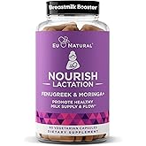 Eu Natural Nourish Lactation Supplement - Postpartum Support for Healthy Milk Flow & Production - Fenugreek Capsules for Women with Milk Thistle, Fennel Seed & Moringa, 60 Vegan Soft Capsules