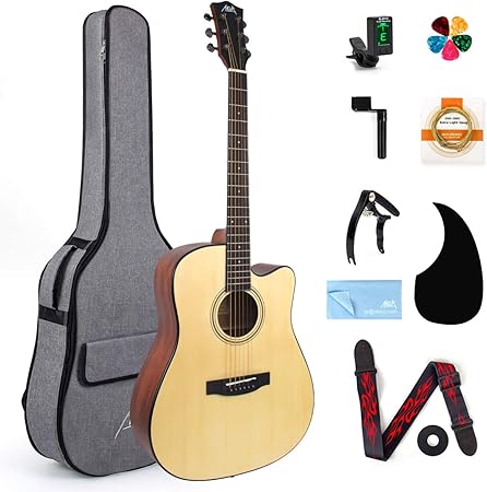 AKLOT Guitarra Acústica,4/4 abeto y caoba Guitarra Folk Acustica 41 pulgadas 6 metálicas cuerdas para adultos niño principiantes