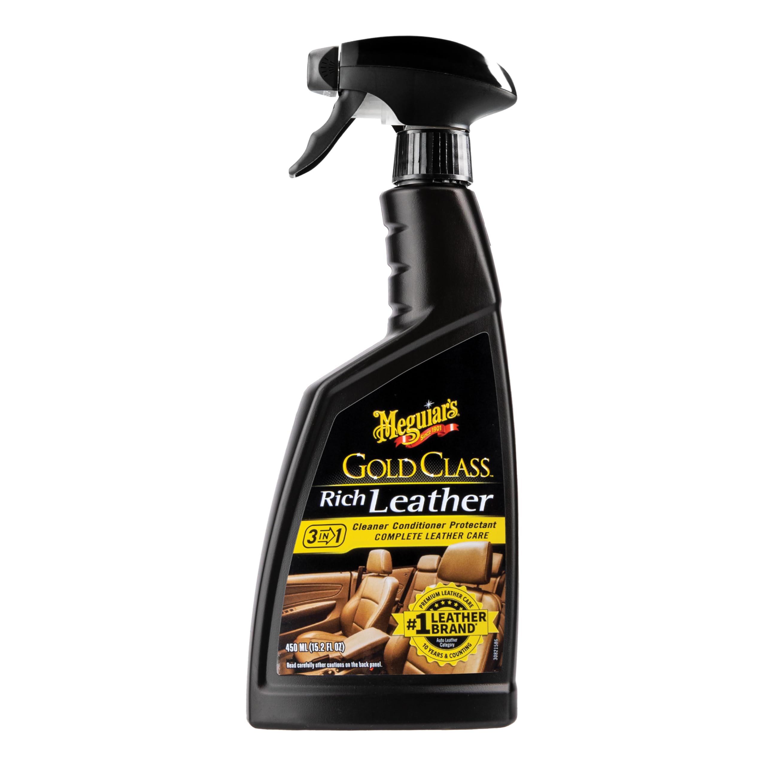 Meguiar's Gold Class Rich Leather Cleaner and Conditioner 3-in-1 Spray, Non-Greasy Car Leather Cleaner and Conditioner Treatment with Advanced UV Protection, 15.2 Oz Spray Bottle
