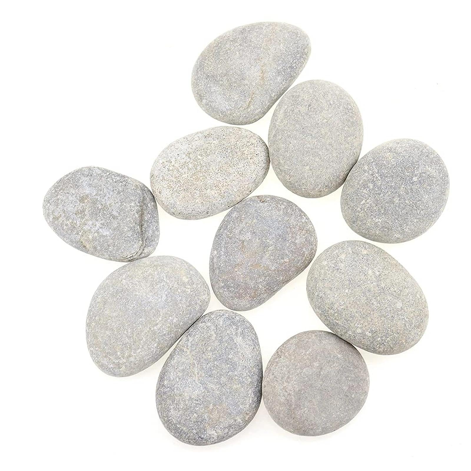 LongZYU Beach Pebbles for Painting - 10 Pcs Smooth Flat River Stones 30-50mm for Crafts, Pots, Aquariums, Garden Decoration - Light Colourful Rock Pebbles