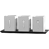 Towle Living 3-Piece Ceramic Caddy with Wood Tray