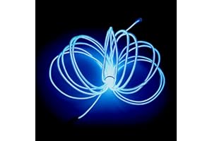 MaxLax EL Wire Blue, 16.4ft/5m Portable Battery Pack Neon Lights Strip 360° Cuttable Glowing Rope Lights for Parties, Halloween, DIY Decoration