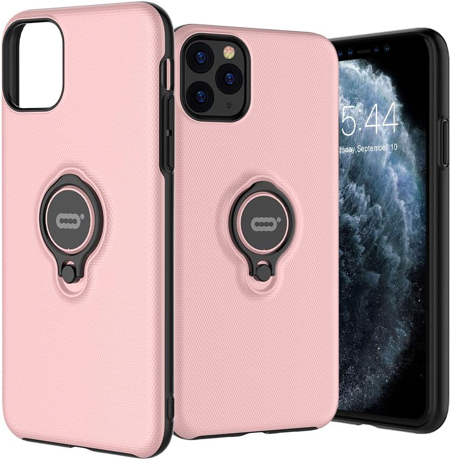 ICONFLANG iPhone 11 Pro Max Case with Ring 6.5 inch, Anti-Scratch Case with 360 Degree Rotation Finger Ring Kickstand Work with Magnetic Car Mount for Apple iPhone 11 Pro Max (2019) - Pink