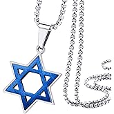 555Jewelry Stainless Steel Star of David Necklace for Men & Women, 16-24 Inch Box Chain