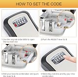 GRIFEMA Key Safe Wall Mounted 4 Digit Code Outdoor Lock Box Gray GA1003-1 view 4