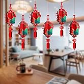 Paper Lantern for Chinese New Year Decoration - 6Pcs Pendant Red Lantern for Spring Festival and Lantern Festival, Decor for China Town, Restaurant, Home, Office, Store, Shopping Mall (B)