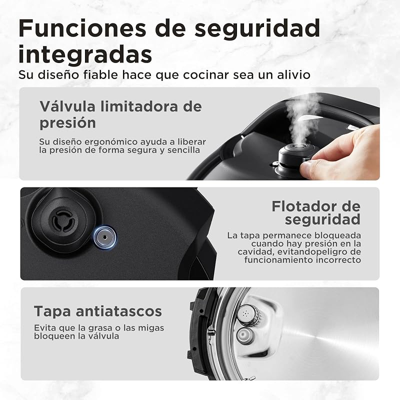 Olla Eléctrica 9 en 1, 12 Preajustes Instantáneos, Antiadherente, Arrocera, Cocción Lenta, Vapor de Acero Inoxidable, 6 Cuartos