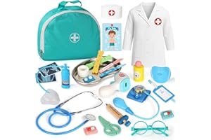 Lehoo Castle Kids Doctor Kit Toy, Pretend Play Doctor Set for Toddlers, Realistic Wooden Medical Kit Role Play Set, Gifts for