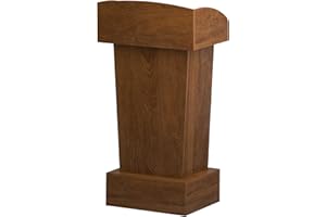 Xibolai Wooden Podium Stand Lectern Walnut Color 16MM Wood Board Elegant Design with Storage Wooden Pulpit for Restaurants Churches Seminars Schools