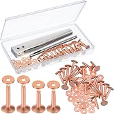Hotop 100pcs Copper Rivet Assorted Leather Rivet Kit for Leather | #9 and #12 Brass Rivets Setter Install Setting Tool with Hole Punch Cutter Kit for Leather Grounding Shoes Wallets Collars