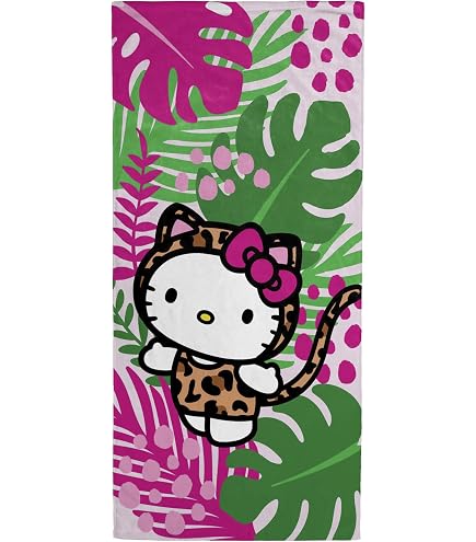 Hello Kitty タオルケット トロピカル　フラミンゴデザイン Amazon.com: Jay Franco Hello Kitty Bath Pool Beach Towel
