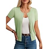 GRACE KARIN Short Sleeve Cardigans for Women, 2026 Summer Knitted Sweater Tops, Basic Crew Neck Crop Outfits