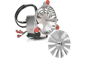 WOWEWK 3-21-08639 Combustion Blower Motor,Fits Pellet Stoves P43 P61 P68 XXV Accentra 52I Advance P35I PC45 PF100 PF120 BA100 BH105 with 3-20-502221 Double Paddle Fan Blade