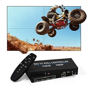 NIERBO 2x2 HDMI Video Wall Controller, 1080P@60HZ HD Display, 180 Degree Rotate, 8 Display Modes - 2x2, 1x2, 1x3, 1x4, 2x1, 3x1, 4x1, HDMI Input & Output