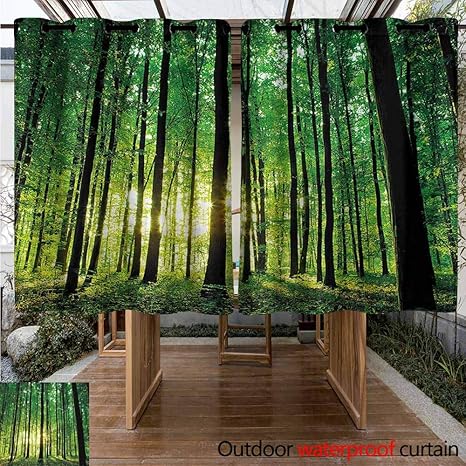 Amazon Com Outdoor Window Curtains Forest Green Woodland