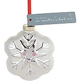 DEMDACO Decorative Holiday Hanging Christmas Tree Ornament 5 Inch Glass Glittered Snowflake No Matter What Friend