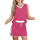 Casly Lamiit 2 Piece Sets for Women Summer Sleeveless Skirt Sets Outfits V Neck Skort Set with Pockets