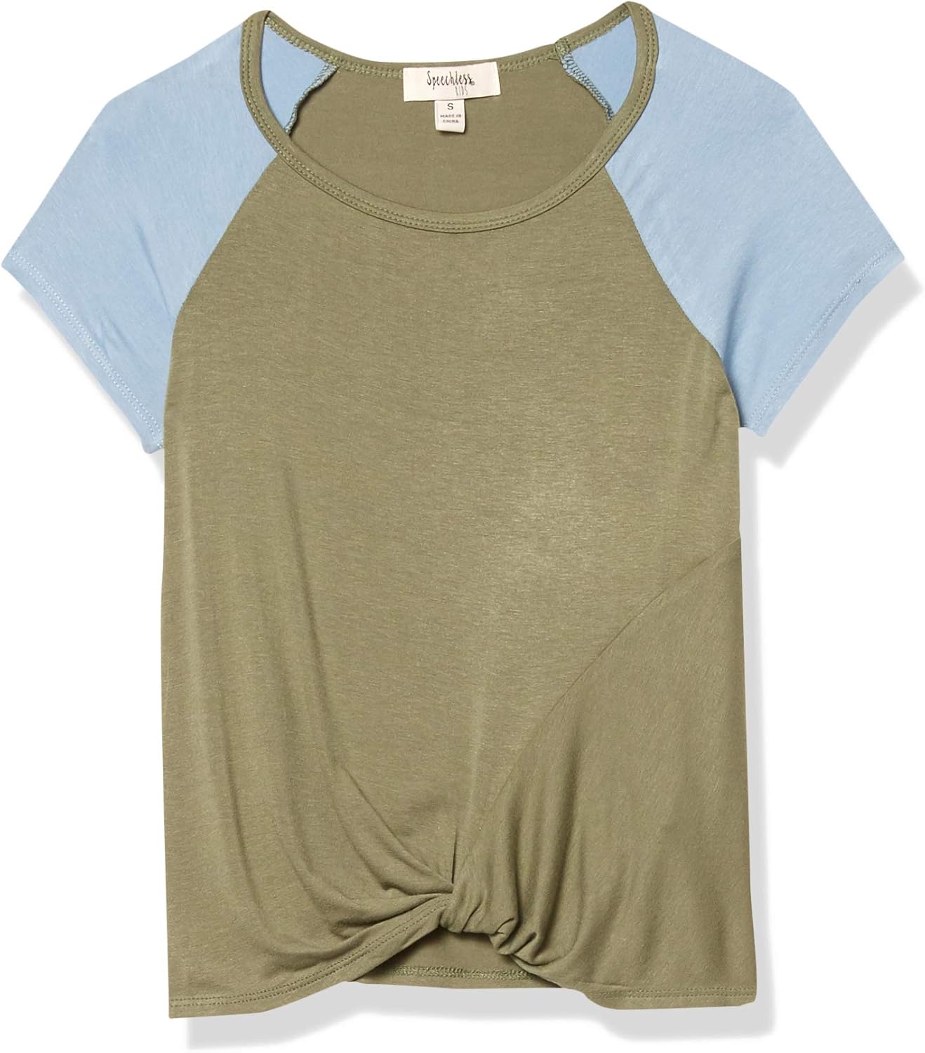 Speechless Girls' Twist Front Short Sleeve Tee: Clothing