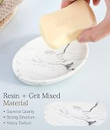 Luxspire Marble Soap Dish - Oval Holder for Bathroom Vanity & Shower view 2