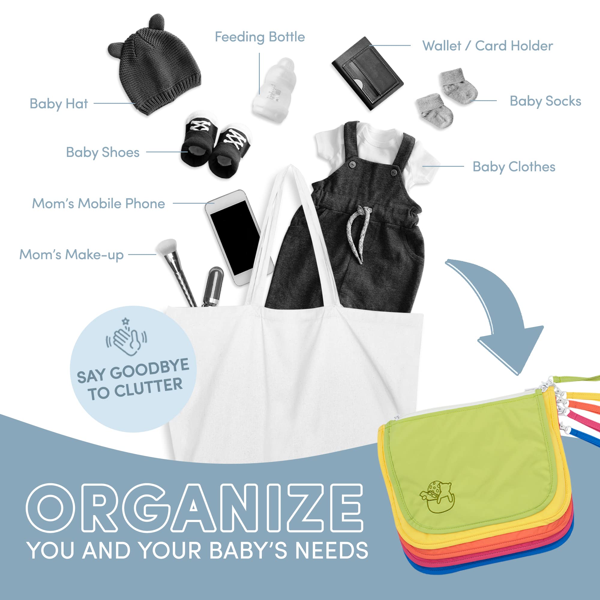 Mother Load Diaper Bag Organizer Pouches Durable Nylon & Performance Mesh