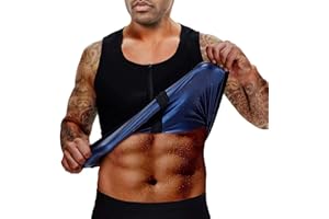 BODYSUNER Sauna Sweat Vest Workout Tank Top Waist Trainer for Men Compression Workout Enhancing Vest With Zipper