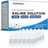 0.9% Sterile Saline Solution Single-Use Vials, 30 x 5 mL, For All Ages | Preservative-Free, Versatile Sodium Chloride Normal Saline Ampoules, Cleansing &amp; Moisturizing, Nasal &amp; Daily Care