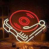 LMSIGNLY Record Player Neon Sign Retro Red Warm Music Record Neon Light Neon Signs for Studio Decor Live Art Neon Light Sign for Bedroom Beer Bar Decoration